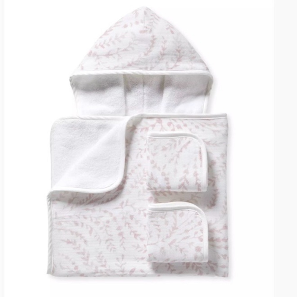 Serena & Lily Nursery Priano Pink Sand Muslin Bath Set New In Package 🌸
